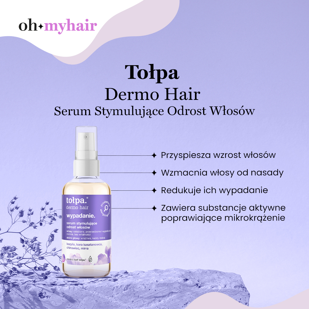 Infografika serum stymulującego odrost włosów tołpa. dermo hair
