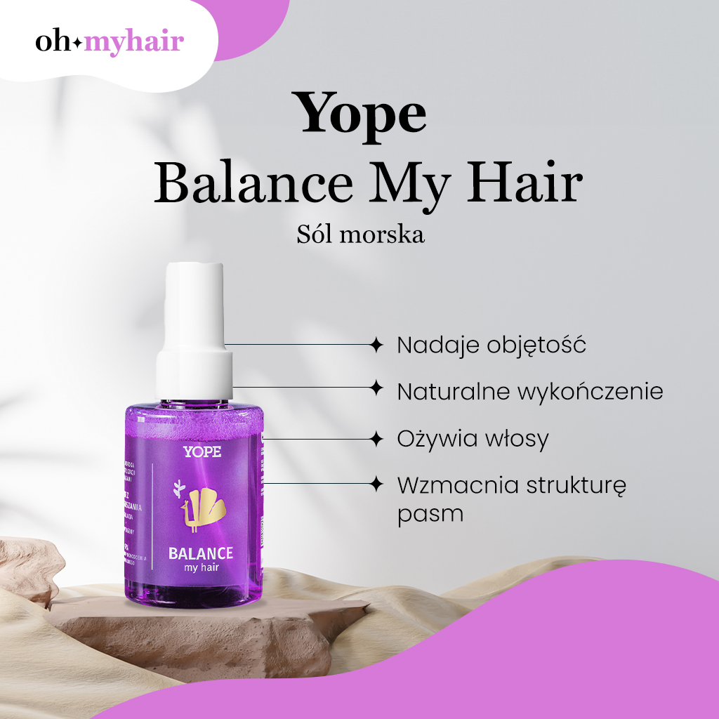 Sól morska do włosów BALANCE my HAIR marki Yope – infografika