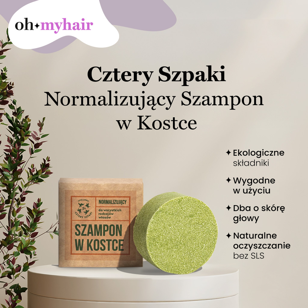 Normalizujący szampon w kostce Cztery Szpaki - infografika 