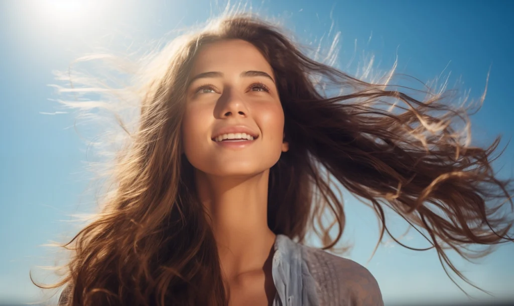 Młoda kobieta ze spuszonymi włosami