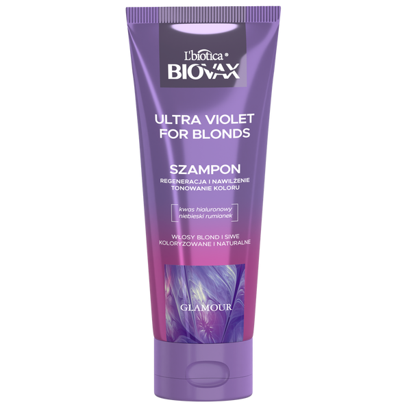 L'BIOTICA Biovax Ultra Violet for Blonds Szampon Intensywna Regeneracja i Tonowanie Koloru do włosów blond i siwych