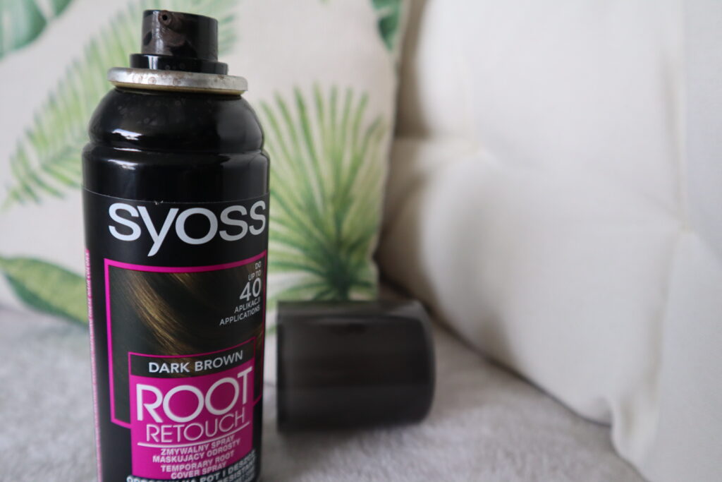 Otworzone opakowanie Syoss Root Retouch zmywalny spray do odrostów ciemny brąz