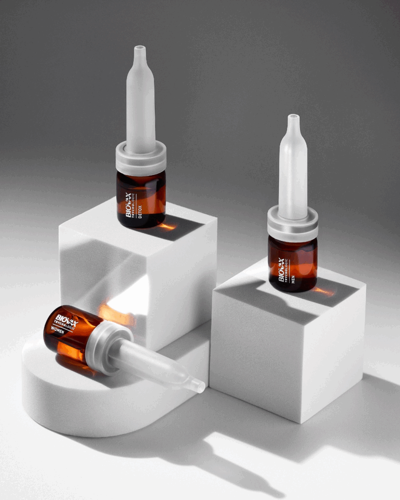 Biovax TrychoLogic - trzy rodzaje ampułek. Źródło: https://www.facebook.com/lbiotica/