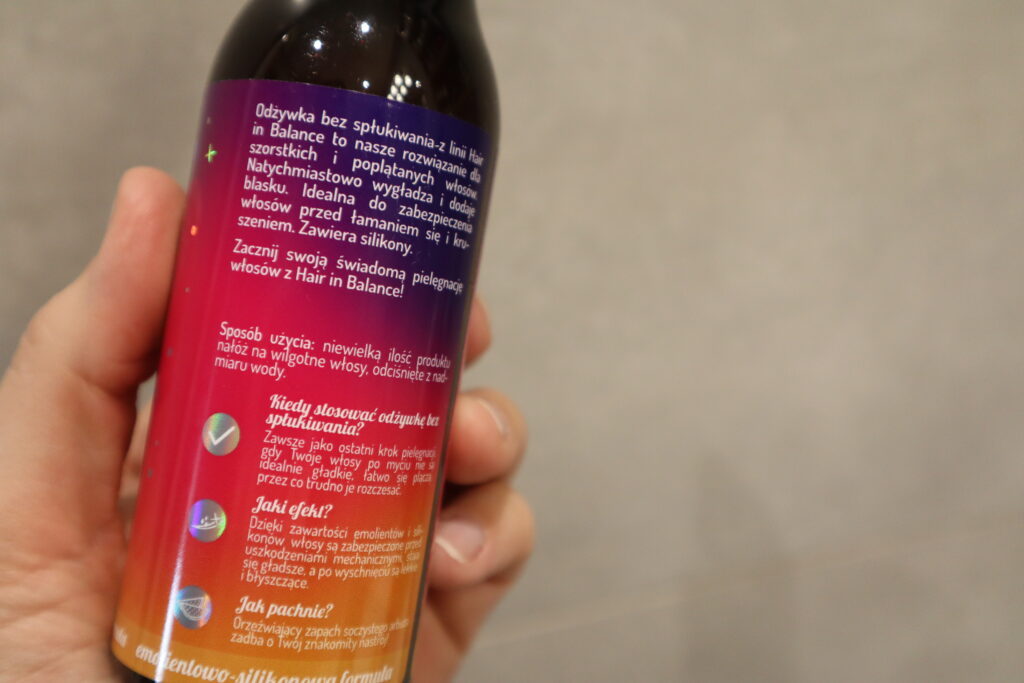 Instrukcja używania odżywki bez spłukiwania Hair In Balance By ONLYBIO