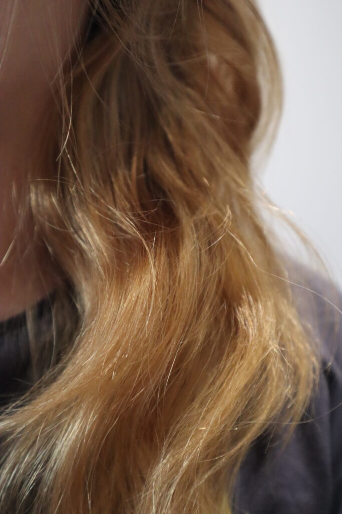 Rozjaśniane włosy przed użyciem toneru do włosów OnlyBio Ice Candy