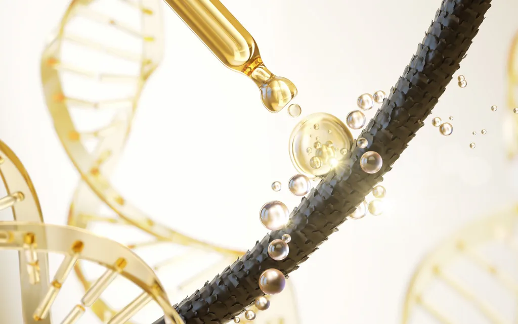 Wizualizacja serum wnikającego w głąb włosa