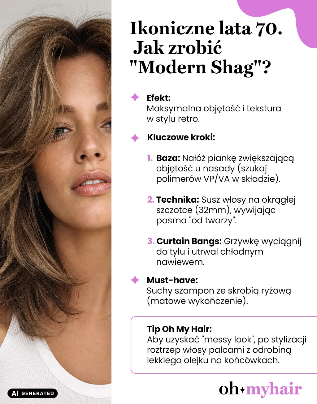Infografika Oh My Hair Jak zrobić modern shag